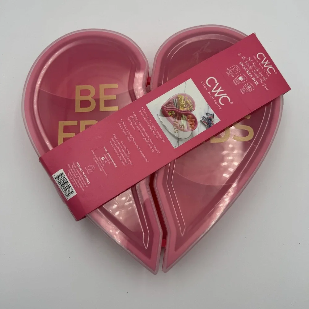 Cook With Color Best Friends Heart Snackle Box 8 Compartment Pink NWT